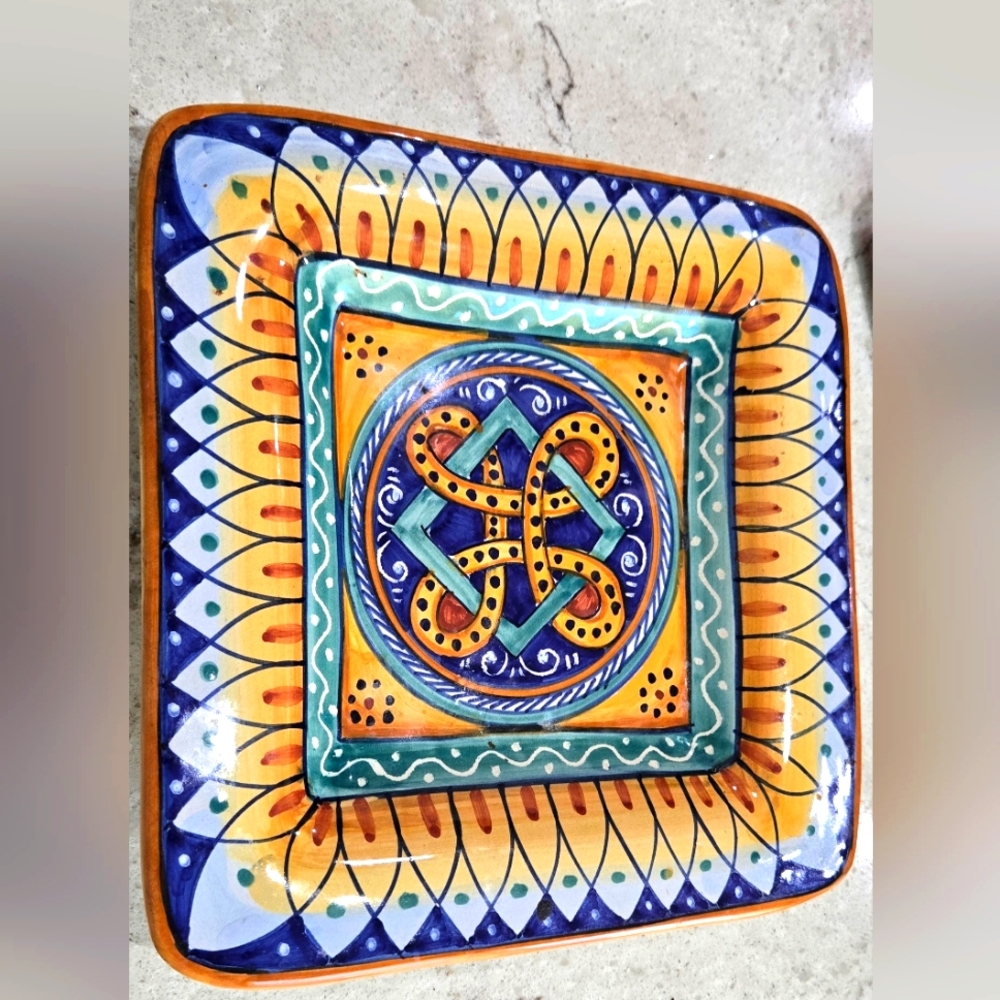 Deruta Hand-Painted Ceramic Plate 8x8"